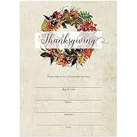 DB Party Studio Thanksgiving Meal Invites & Envelopes ( Pack of 25 ) Rustic Country Pine Cone Wreath Design Large 5 x 7