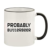 Probably Butterbeer - 11oz Colored Rim and Handle Coffee Mug, Black