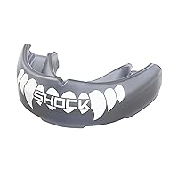 Shock Doctor Mouth Guard for Braces, Sports Mouthguard for Football, Lacrosse, Hockey, Basketball, Strapless, Youth & Adult, Adult, Fangs