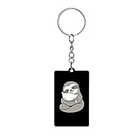 Sleepy Sloth Hugging Pillow Acrylic Keychain Square Charms Cute Chain Keyring Luggage Tag Label Gift