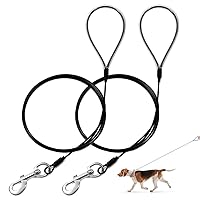 Chew Proof Dog Leash,6FT Metal Cable Lead,Heavy Duty Leash Made of Coated Wire Rope,Chew Resistant,Great for Large Dogs and Teething Puppies,Dog Chains(Black, 2 Pack)
