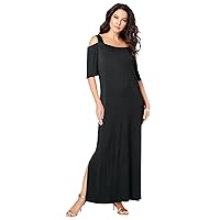 Roaman's Women's Plus Size Ultrasmooth Fabric Cold-Shoulder Maxi Dress