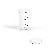 Pop up Outlet for Countertop,2.5 inch Hole Desktop Power Grommet,4 Outlets 4 USB Ports,15Amp Tamper Resistant Receptacle Flush Mount,Space Saver Recessed Outlet for Home,Office