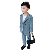 Boys' 2-Piece Suit Double Breasted Buttons Jacket Pants Tuxeds Outfits Casual Daily Homecoming