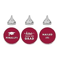 Andaz Press Chocolate Drop Labels Stickers Trio, Funny Graduation, Burgundy Maroon, 216-Pack, Fits Kisses Party Favors