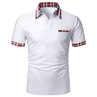 Polo Shirt Men Men's Colorblock Business Golf Shirt Short Sleeve Casual Lapel Polo Shirt
