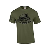 Freedom Convoy Truckers Against Tyranny Truck Drivers Men's Short Sleeve T-Shirt American Flag Sleeve Graphic Tee