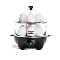 Deluxe Rapid Egg Cooker for Hard Boiled, Poached, Scrambled Eggs, Omelets, Steamed Vegetables, Dumplings & More, 12 capacity, with Auto Shut Off Feature - Black