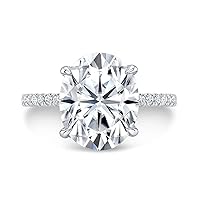 Riya Gems 3.50 CT Oval Moissanite Engagement Ring Colorless Wedding Bridal Solitaire Halo Bazel Style Solid Sterling Silver 10K 14K 18K Solid Gold Promise Ring Gift for Her