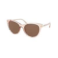 Michael Kors Woman Sunglasses Transparent Peach Frame, Dark Brown Solid Lenses, 54MM