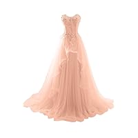 2017 Vogue Evening Prom Dress Strapless A-line Ruffles Applique-10-Coral
