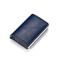 Men Smart Wallet Rfid Safe Anti-theft Holder Women Small Purse Bank ID Cardholder Metal Thin Case Black PU Leather Card Clip Bag (Color : Blue)