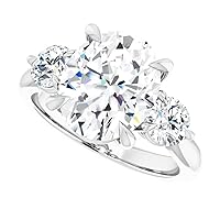 10K Solid White Gold Handmade Engagement Ring 4.0 CT Oval Cut Moissanite Diamond Solitaire Wedding/Bridal Ring Set for Woman/Her Propose Ring, Perfact for Gift Or As You Want