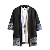Summer Retro Kimono Coat Men Half Sleeve Color Streetwear Hip Hop Jacket Unisex Sunscreen Female Cardigan