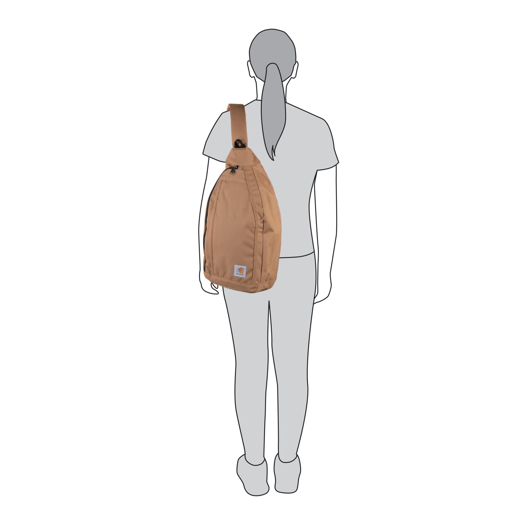 Carhartt Mono Sling Backpack, Unisex Crossbody Bag for Travel and Hiking, Carhartt Brown