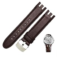 Genuine Leather Watch Bracelet For Swatch YRS403 412 402G watch band 21mm watchband men curved end watches strap