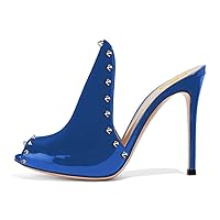 FSJ Women Pointed Toe Slide Mule Sandal Slippers Stiletto High Heels Loafers Slip on Backless Shoes 4-15 M US