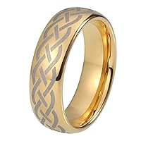 8mm Tungsten Wedding Band Ring For Men Women Gold Plated Domed Engraved Comfort Fit