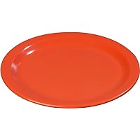 Carlisle FoodService Products Dallas Ware Reusable Plastic Plate with Rim for Buffets, Home, and Restaurants, Melamine, 9 Inches, Orange, (Pack of 48)