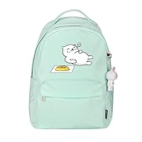 Neko Atsume Anime Backpack with Rabbit Pendant Women Rucksack Casual Daypack Bag Green / 2