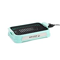 Holstein Housewares - 1200W 14 Inch Smokeless Grill, Mint - Convenient and User Friendly with Optimal Cooking Indicator Lights