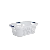 Rubbermaid Large Hip-Hugger Laundry Basket/Hamper, 1.5-Bushel, White, Stackable Storage Bin/Organizer for Bathroom/Bedroom/Dorm/Home