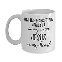 Funny Online Marketing Analyst Mug In My Veins Jesus In My Heart Inspirational Christian Quote Coworker Gift Coffee Tea Cup 11 oz
