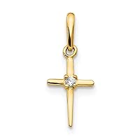 14k Yellow Gold Polished Madi K CZ Cubic Zirconia Simulated Diamond for boys or girls Religious Faith Cross Pendant Necklace