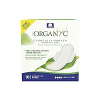 Organyc - 100% Certified Organic Cotton Feminine Pads, Sanitary Napkin 120 Count, Heavy Flow(Bulk Size, 12 Pack)