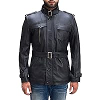 Hunter Black Sheepskin Leather Jacket For Men