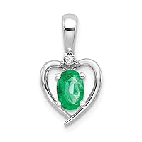 14k White Gold Oval Polished Prong set Open back Emerald Diamond Pendant Necklace Measures 17x10mm Wide Jewelry Gifts for Women