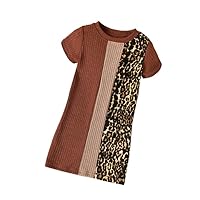 Girl Colorblock Leopard Print Dress 4-5Y / Brown