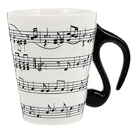 Funny Music Note Coffee Mug 13.5 Oz Ceramic Cup with 3D Handle Drink Milk Cocoa Tea Handmade Porcelain Mugs for Home Office Women Men Gift (Black Note)