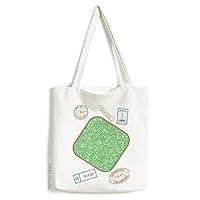 Green Patterns Interlaced Lines Stamp Shopping Ecofriendly Storage Canvas Tote Bag