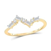 The Diamond Deal 14kt Yellow Gold Womens Baguette Diamond Scattered Band Ring 1/6 Cttw