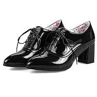 SO SIMPOK Womens Lace Up Oxford Shoes Vintage Wingtip Brogues Oxfords Chunky Mid Heel Pumps Shoes Office Dress Shoes