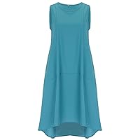 Women's Summer Crewneck Long Skirt Sleeveless Large Size Loose Solid Color Long Large Swing Vest Maxi Dresses for