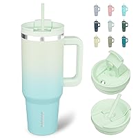BJPKPK 40 oz Insulated Tumbler With Lid And Straw Stainless Steel Tumblers Cup With Handle For Women And Men,Mint