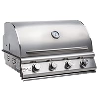 Blaze Prelude LBM 32-Inch 4-Burner Built-in Natural Gas Stainless Steel Grill with Flame-Stabilizing Grids, Heat Zone Separators, Drip Tray and Hood