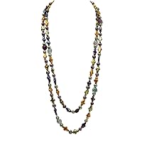 JYX 10-15mm Multicolor Cross Freshwater Pearl with Crystal Opera Necklace