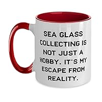 Sea Glass Collecting is not Just a Hobby. It's My Escape. Two Tone 11oz Mug, Sea Glass Collecting Present From, Fancy Cup For Men Women
