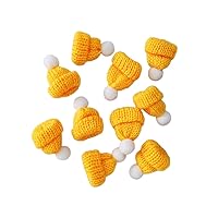 Unomor Mini Knitting Hats 10pcs Christmas Mini Knitting Doll Hats Small Santa Claus Cap Tiny Wine Bottle Holder Candy Covers Cutlery Table Dinner Decorations for Xmas Hair Accessories Yellow