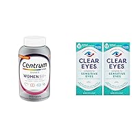 Silver Women's Multivitamin for Women 50 Plus (200 Ct) and Clear Eyes Sensitive Eye Drops (2 Pack, 0.5 Oz Each)