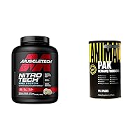 Whey Protein Powder, Nitro-Tech Whey Protein Isolate & Peptides, Protein + Creatine & Animal Pak - Convenient All-in-One Vitamin & Supplement Pack - Zinc, Vitamins C, B, D