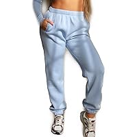 Women’s Soft Fleece Oversized Sweatpants Casual Essential High Waisted Jogger Pants with Pockets