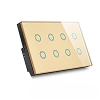 WiFi Smart Touch Light Wall Switch Interruptor Glass Panel Tuya App Smart Life Compatible with Voice Control Gold