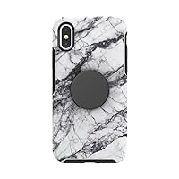 Otter + Pop for iPhone X and XS: OtterBox Symmetry Series Case with PopSockets Swappable PopTop - White Marble and Aluminum Black