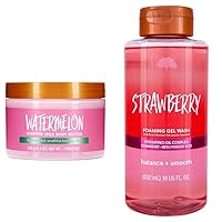 Watermelon Whipped Shea Butter and Strawberry Foaming Gel Wash Bundle, 8.4oz and 18oz