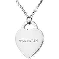 Stainless Steel Medical Alert ID Tag Necklace Heart Shape 7/8 wide, 24 inch long