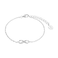 s.Oliver So Pure Women's Bracelet 16 + 3 cm with Infinity Symbol Pendant 925 Silver Rhodium-Plated Zirconia White